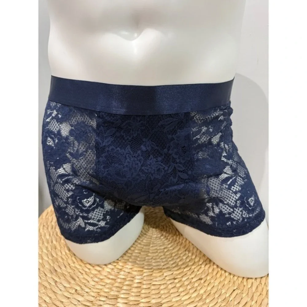 Cosabella Never Say Never Lace Trunk Boxer Brief Navy Blue     Luxury L NWT